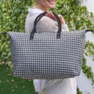 Lulu Dharma Canvas Weekender Tote Vacation Oversized Houndstooth Print Bag